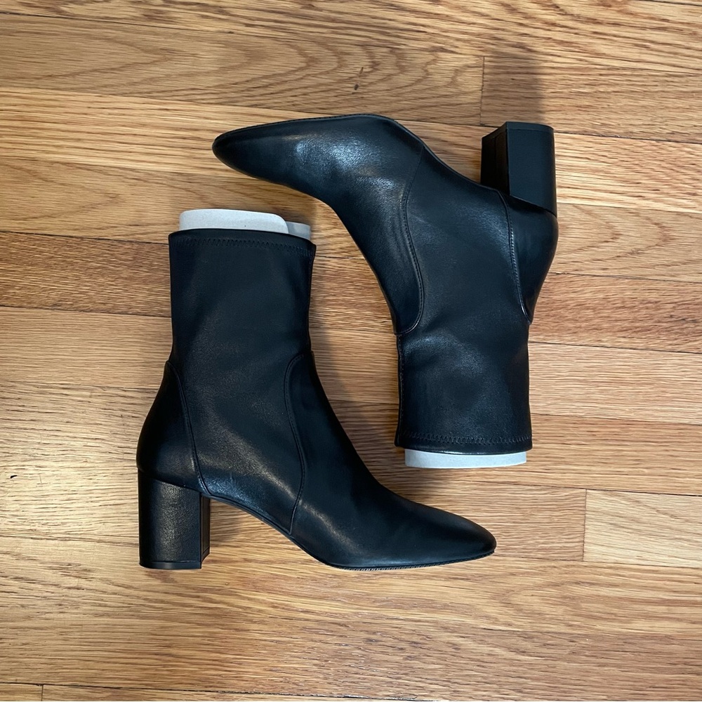 HP Stuart Weitzman Ankle Boots, Black Leather, Yuliana 60, Size US 9 / EU 39.5 - Picture 7 of 11